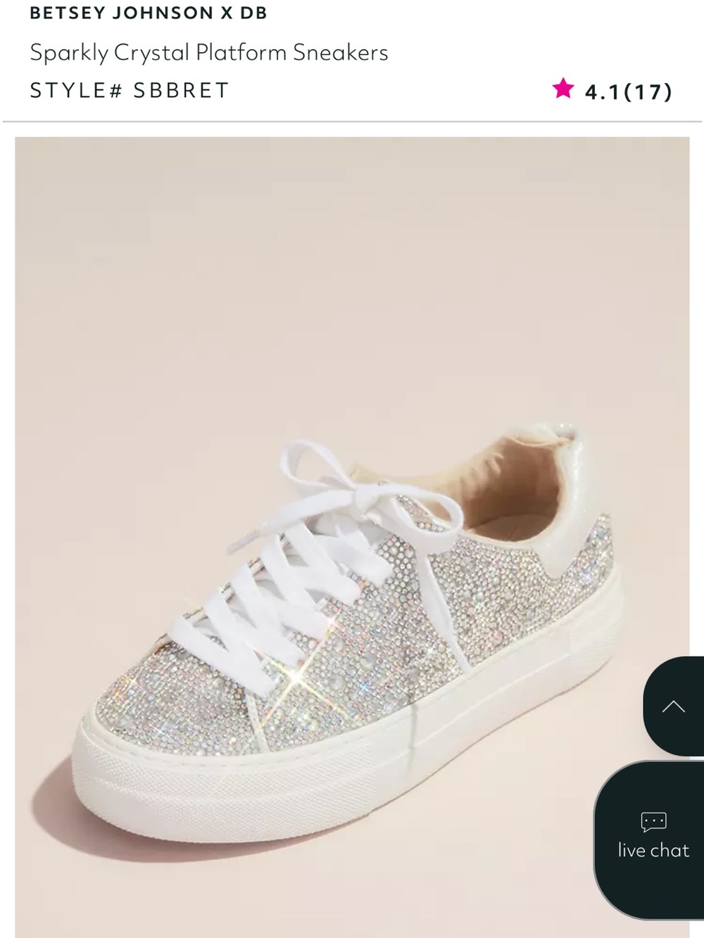 Betsey Johnson Iridescent Crystal Platform Sneakers - White